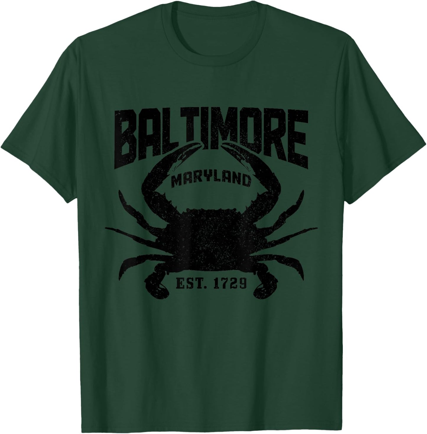 Baltimore Maryland Est. 1729 Pride Blue Crab Vintage T-Shirt - T-Shirt | Forest