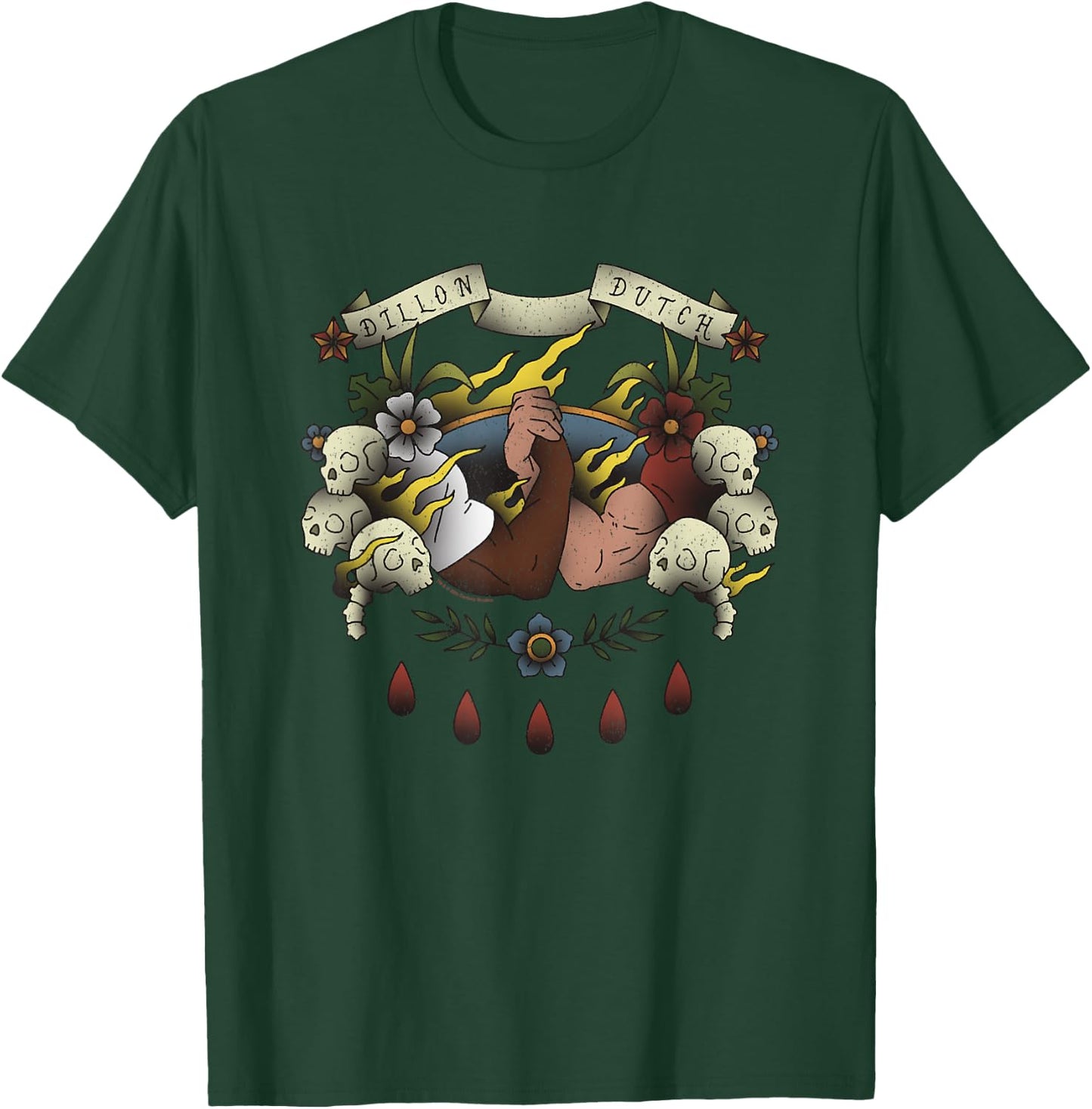 Iconic Dillon Dutch Manliest Handshake Tattoo Style T-Shirt - T-Shirt | Forest