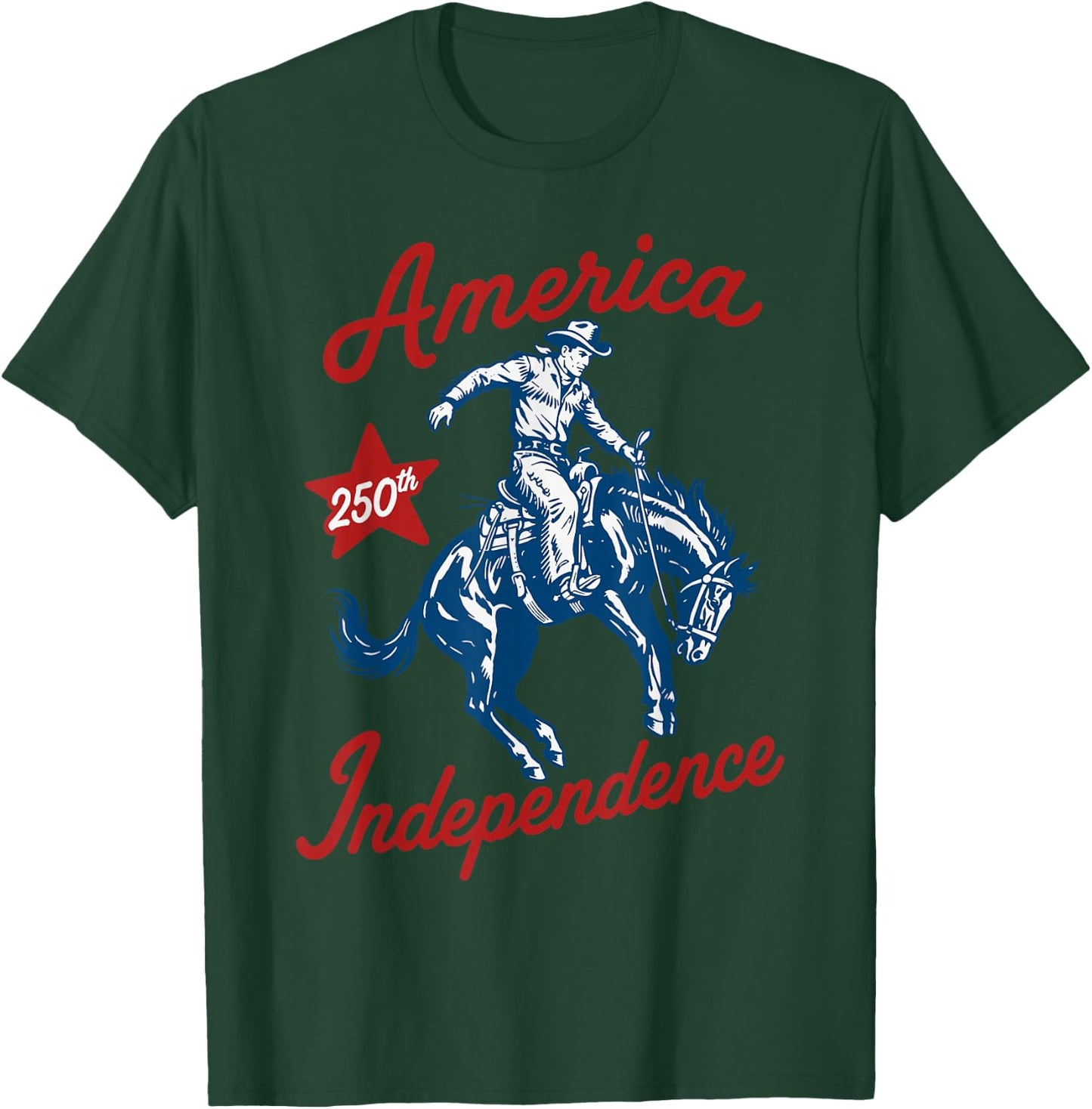 USA 250th Anniversary Patriotic Western Freedom 4th of July T-Shirt - T-Shirt | Forest