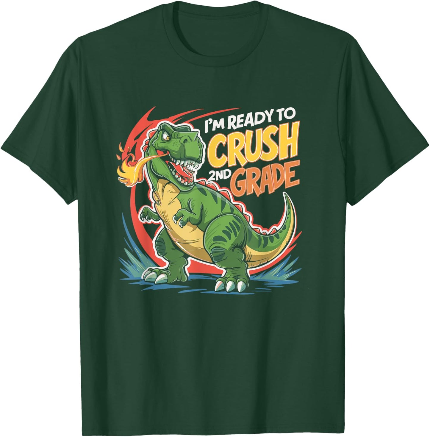 Boy Kid Ready To Crush 2nd Grade Dinosaur Back To School T-Shirt - T-Shirt | Forest