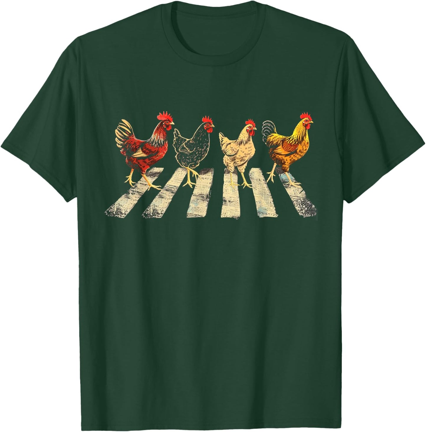 Funny Chickens Crossing Road Parody Lover Gift T-Shirt - T-Shirt | Forest