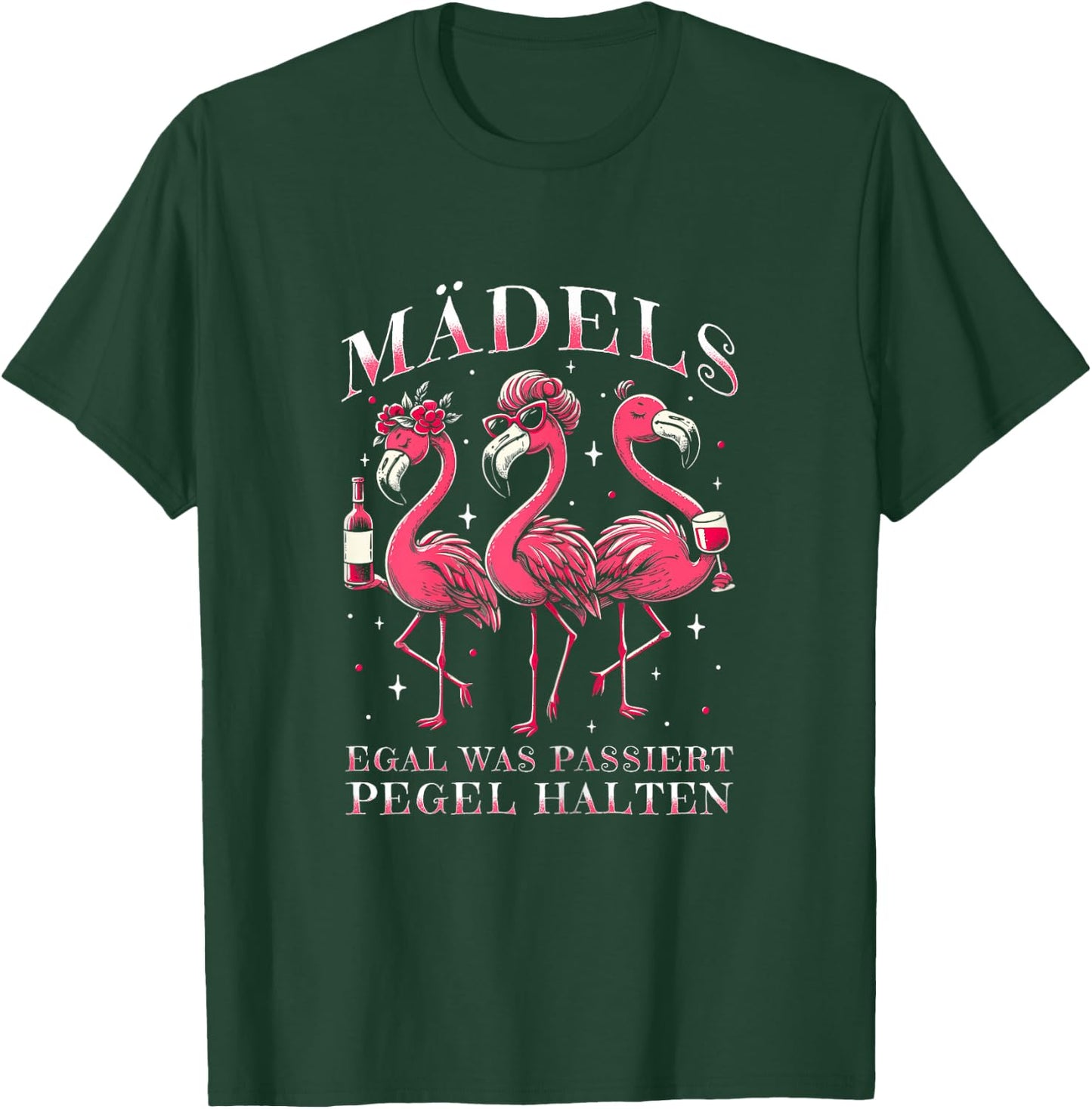 Mädels Egal Was Passiert Pegel Halten Flamingo Girls' Night , black T-Shirt - T-Shirt | Forest