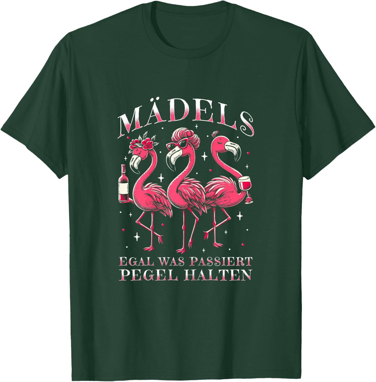 Mädels Egal Was Passiert Pegel Halten Flamingo Girls' Night , black T-Shirt - T-Shirt | Forest
