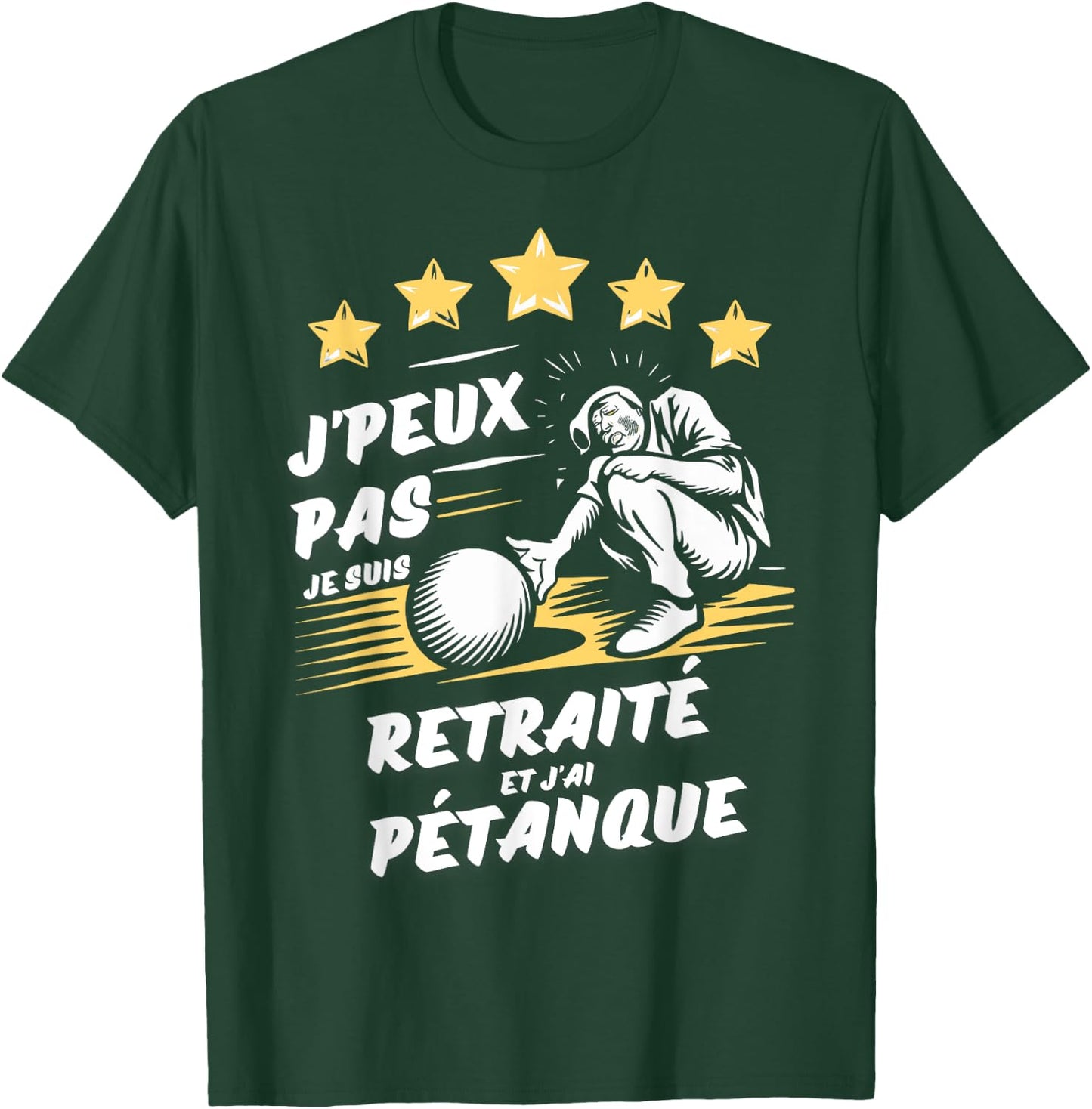 I can't I'm retired and I have pétanque , Black, S T-Shirt - T-Shirt | Forest