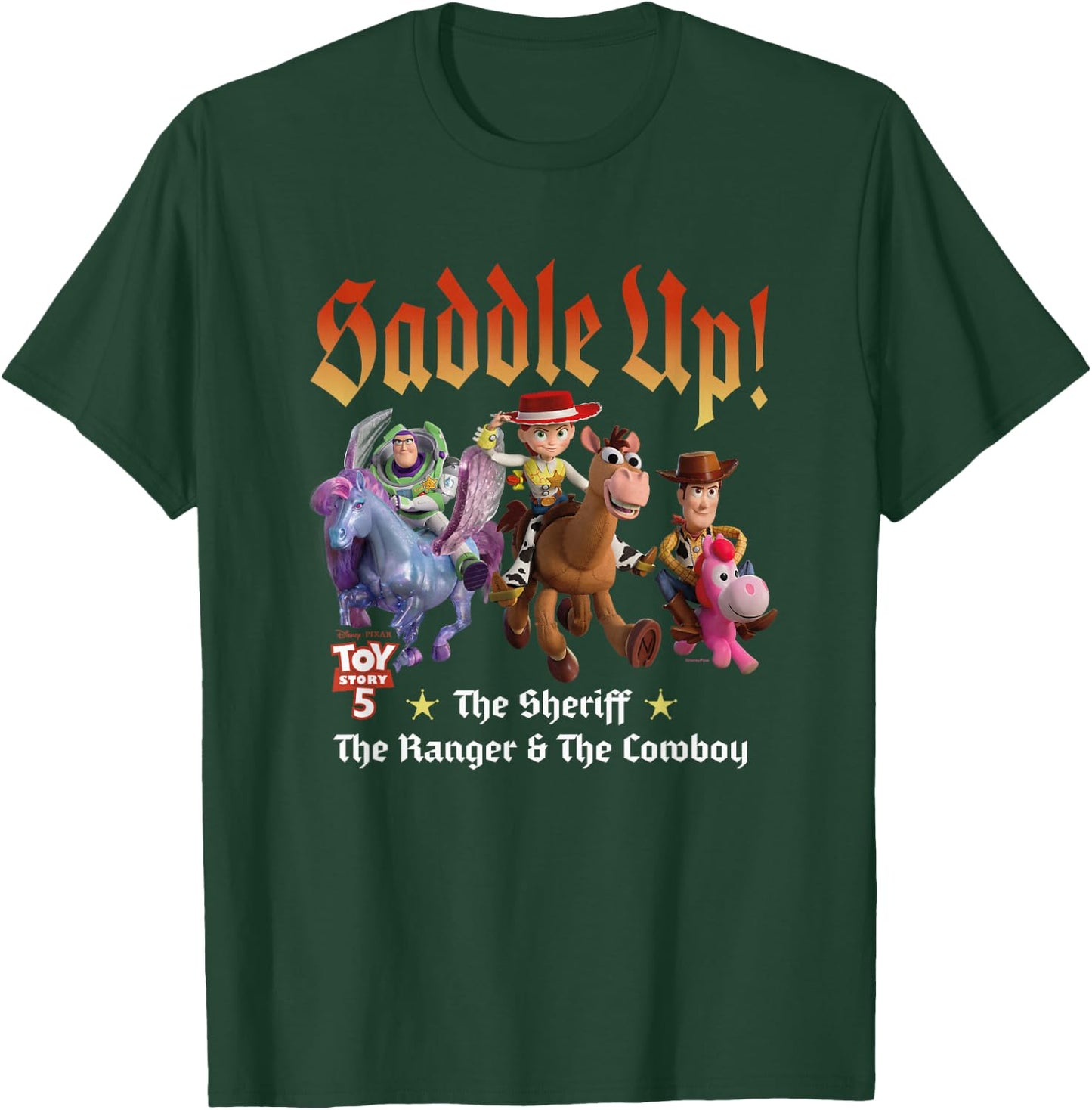 Disney Pixar Toy Story 5 Saddle Up Toys Group Shot T-Shirt - T-Shirt | Forest