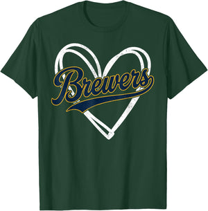 Vintage Brewers Retro Classic Heart Gifts Women Kids T-Shirt - T-Shirt | Forest