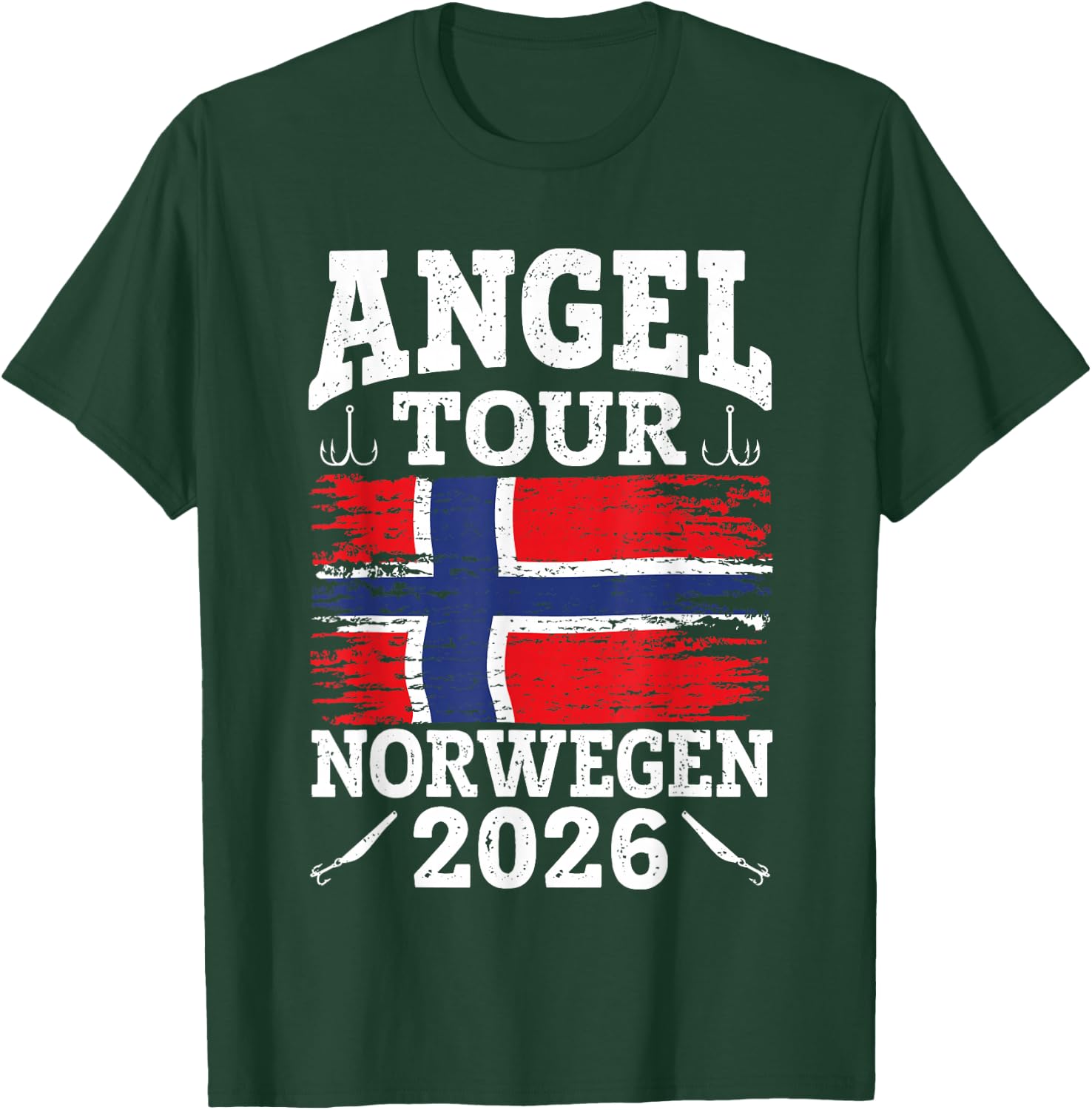 Angel Tour Norway 2026 Fishing Team Norway Flag Angler , black, S T-Shirt - T-Shirt | Forest