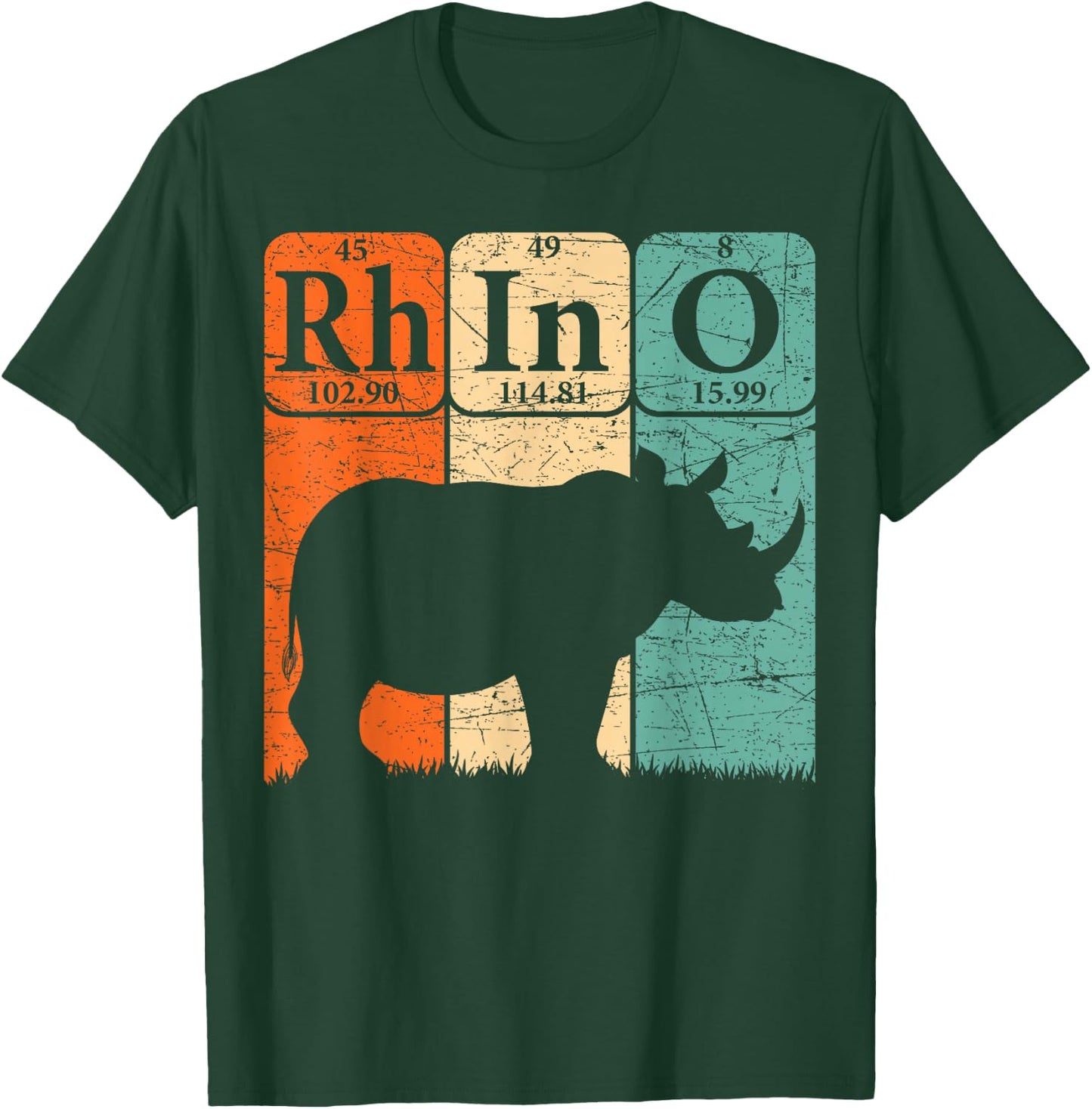 Rhino Periodic Table Elements Rhino Lover Rhinoceros Retro T-Shirt - T-Shirt | Forest