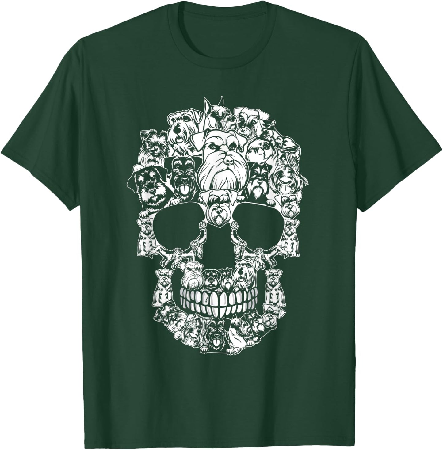 Matching Family Schnauzer Dog Skull Costume Halloween Women Kids T-Shirt - T-Shirt | Forest