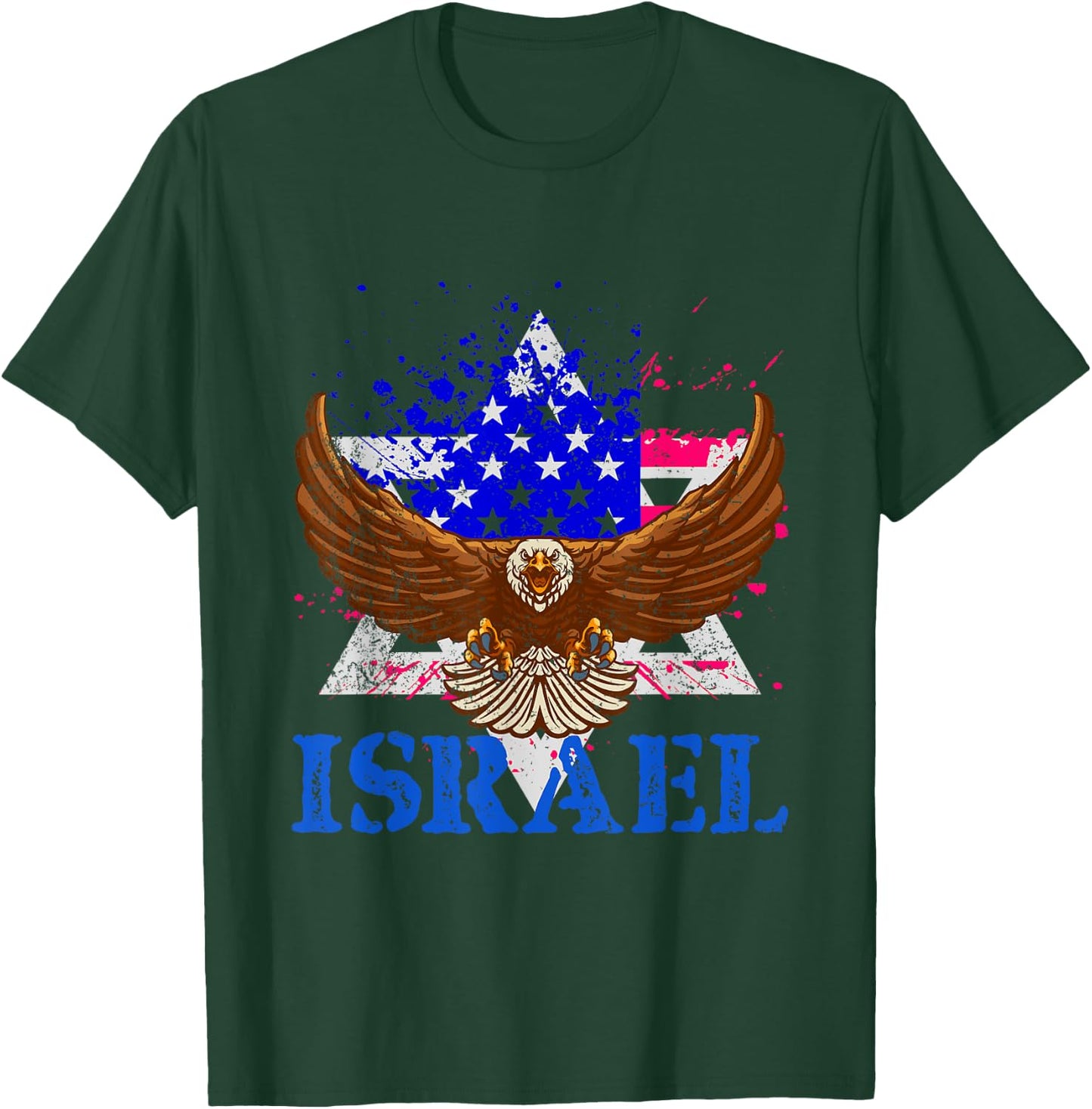 Patriotic Jewish America USA Flag Israel T-Shirt - T-Shirt | Forest