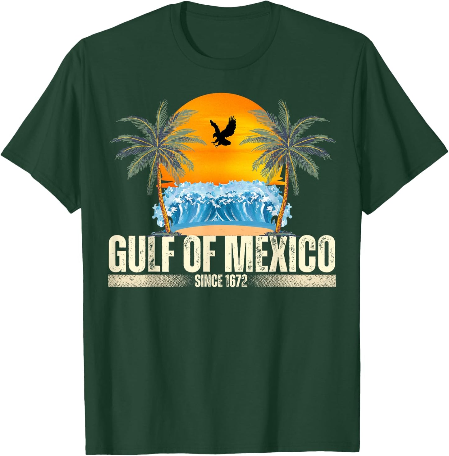 Gulf of Mexico Since 1672 Vintage Beach Gulf of Mexico Retro T-Shirt - T-Shirt | Forest
