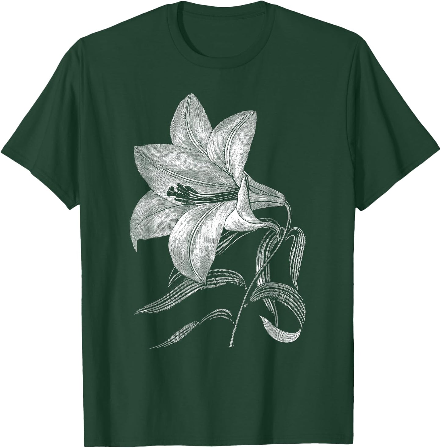 Lily Flower Retro Vintage Floral Graphic Gift - White Lily T-Shirt - T-Shirt | Forest