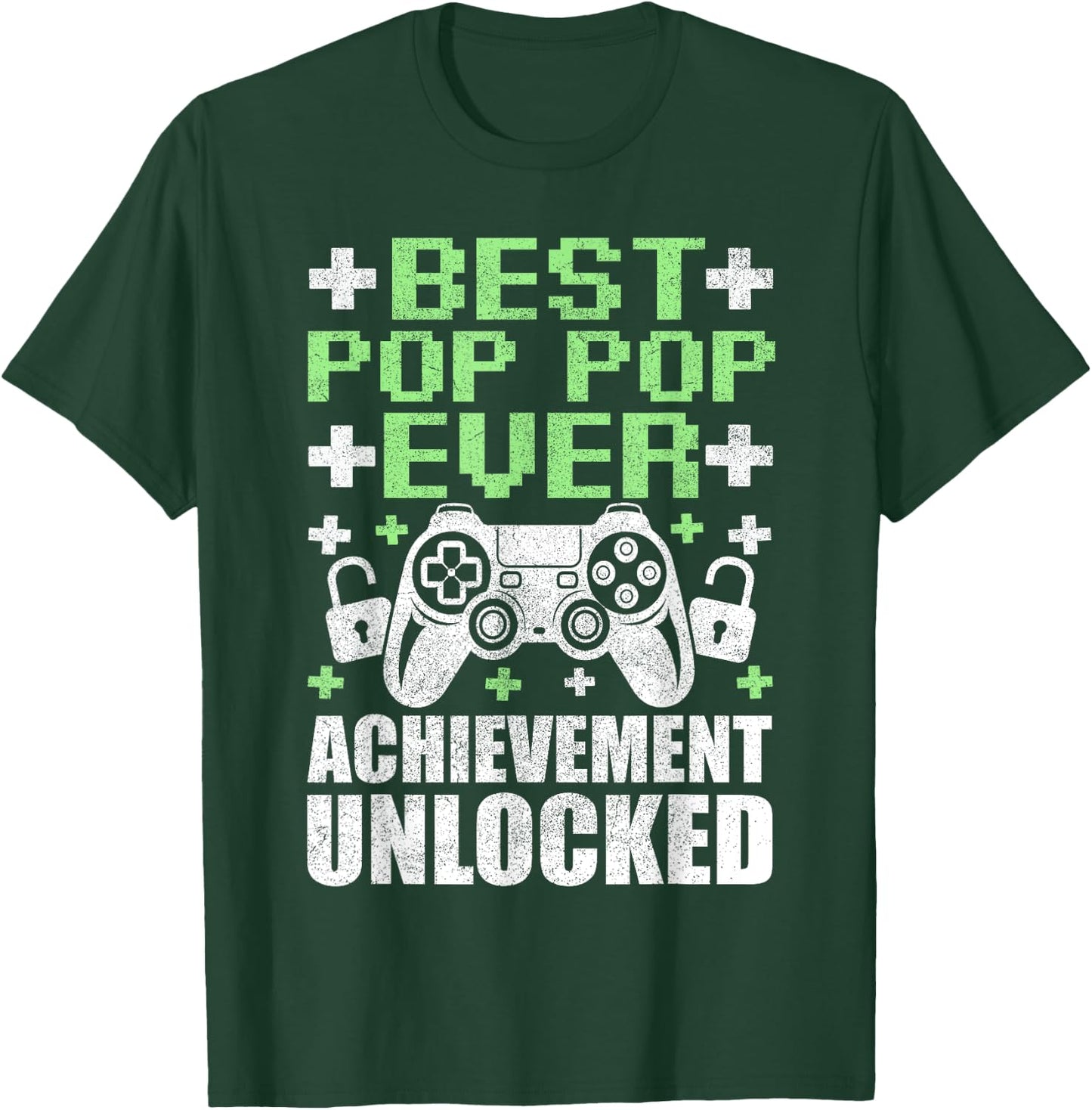 Gamer Grandpa Fathers Day, Best Pop Pop Achievement Unlocked T-Shirt - T-Shirt | Forest