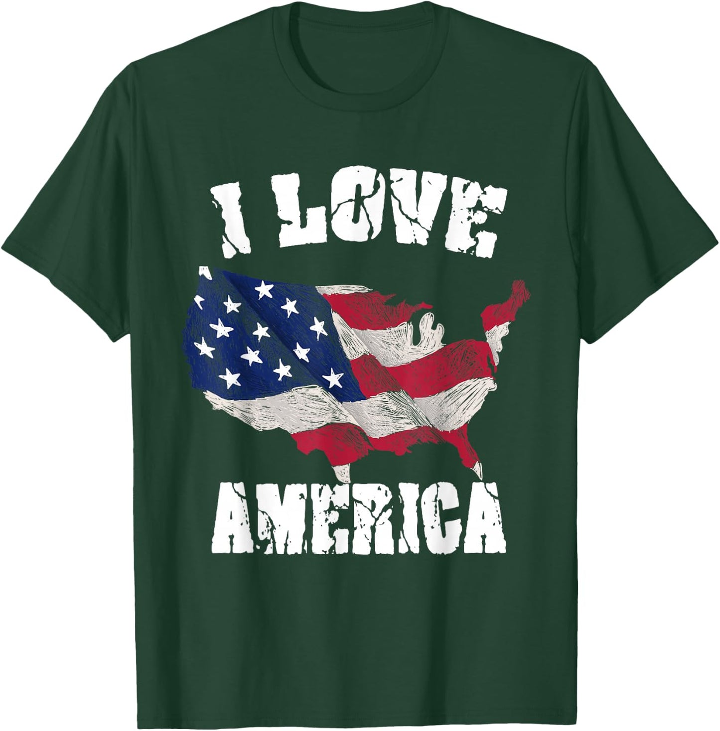 I Love America USA 4th of July Gift T-Shirt - T-Shirt | Forest