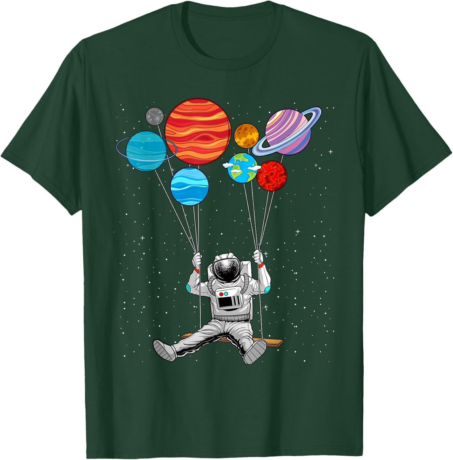 Astronaut With Planets In Hand Art Women Outer Space T-Shirt - T-Shirt | Forest