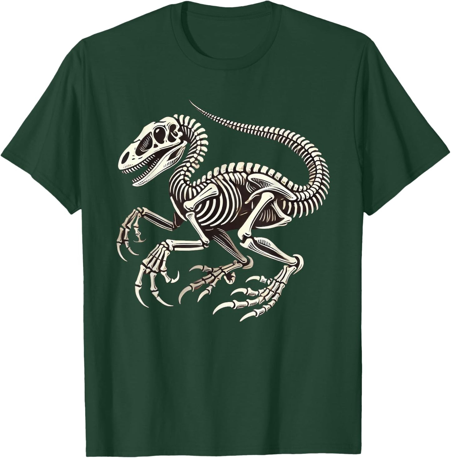 Velociraptor Dinosaur Skeleton Halloween T-Shirt - T-Shirt | Forest