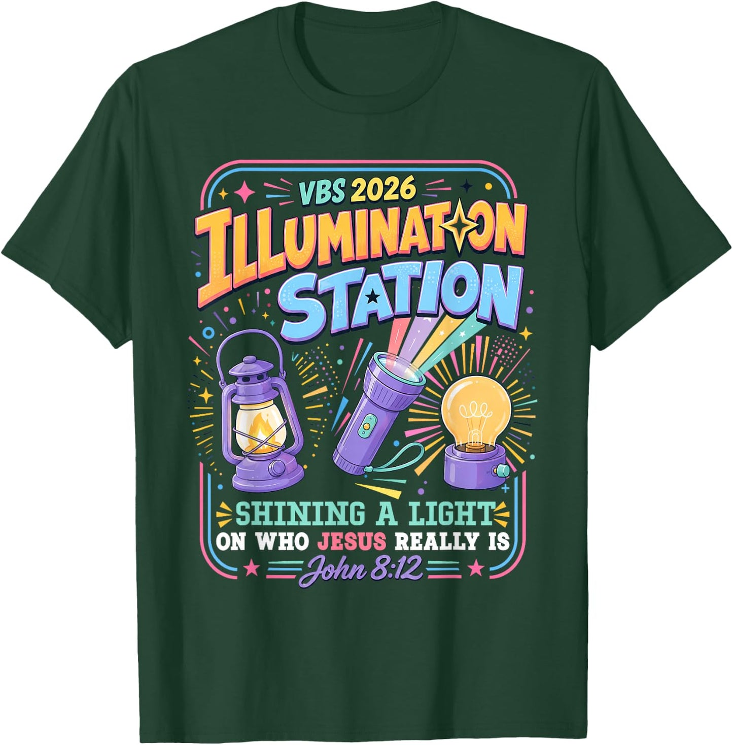 VBS Crew 2026 Illumination Station Vacation Bible School T-Shirt - T-Shirt | Forest