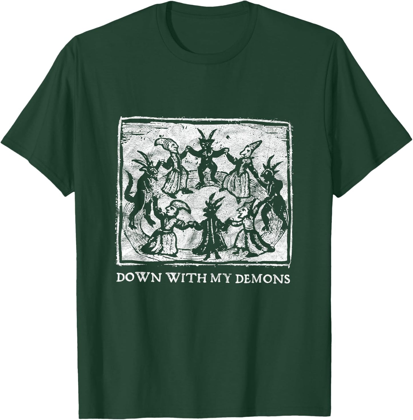 Occult Down With My Demons Gothic Horror Punk Witch Moon , black T-Shirt - T-Shirt | Forest