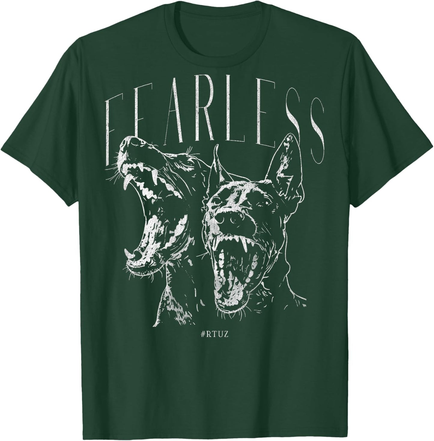Back Print Streetwear Fashion Vintage Women Men Dog Doberman T-Shirt - T-Shirt | Forest