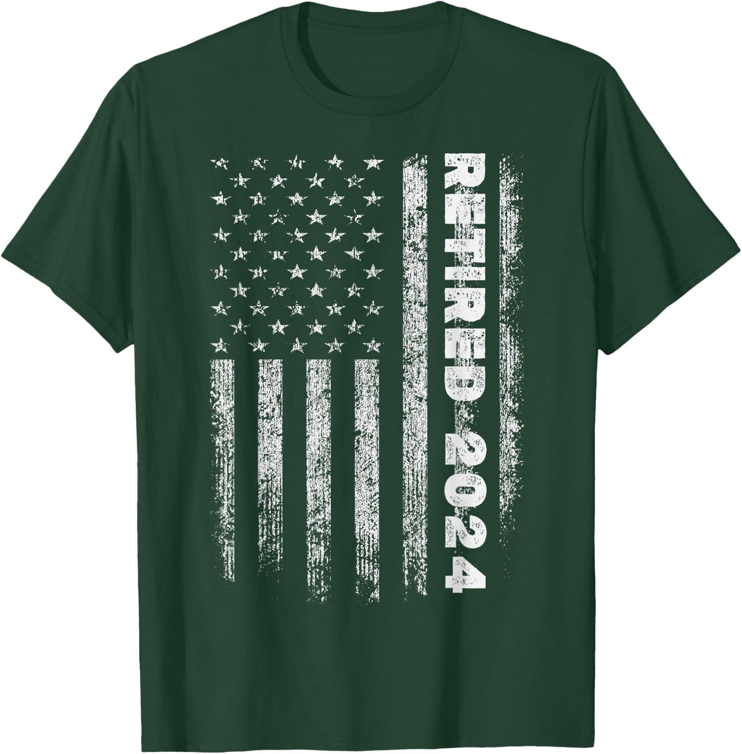 Retired 2024 us american flag for retirement and pensioner T-Shirt - T-Shirt | Forest