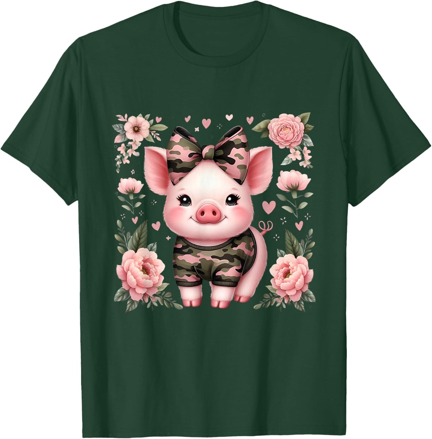 Cute Pig Camouflage Old Camo Coquette T-Shirt - T-Shirt | Forest