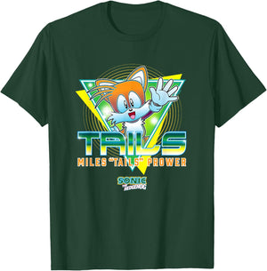 Sonic The Hedgehog Miles Tails Prower Retro Neon Logo T-Shirt - T-Shirt | Forest