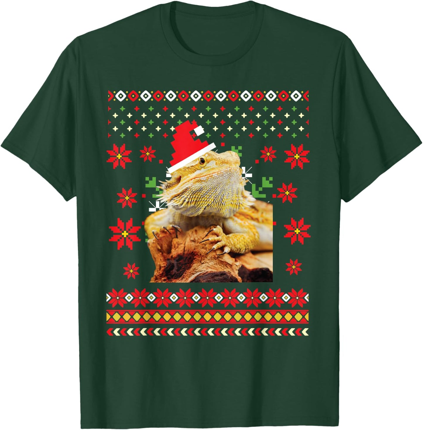 Bearded Dragon Ugly Christmas Sweater T-Shirt - T-Shirt | Forest