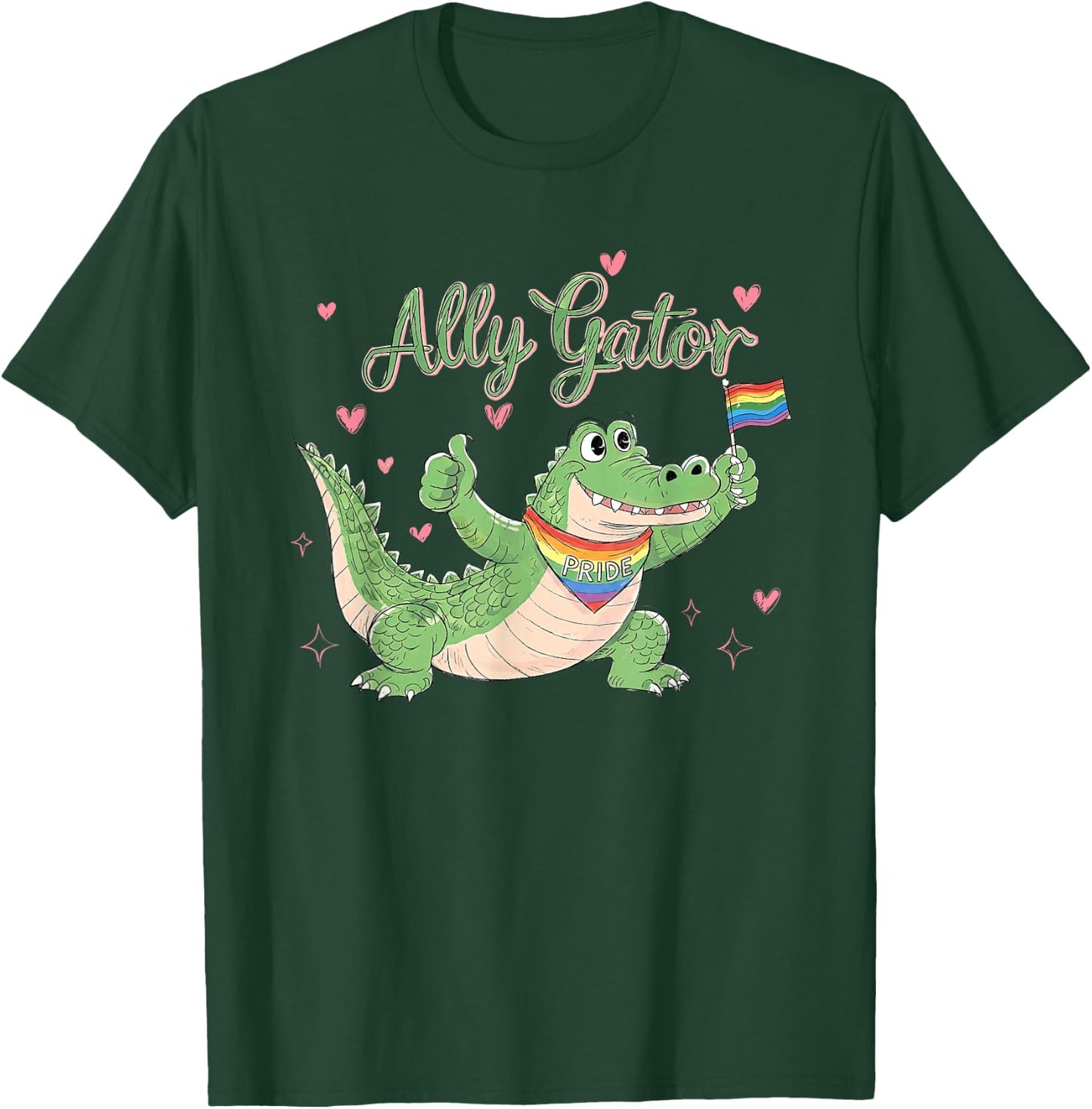 Proud Ally Gator Pride Month LGBTQ Alligator Rainbow Flag T-Shirt - T-Shirt | Forest