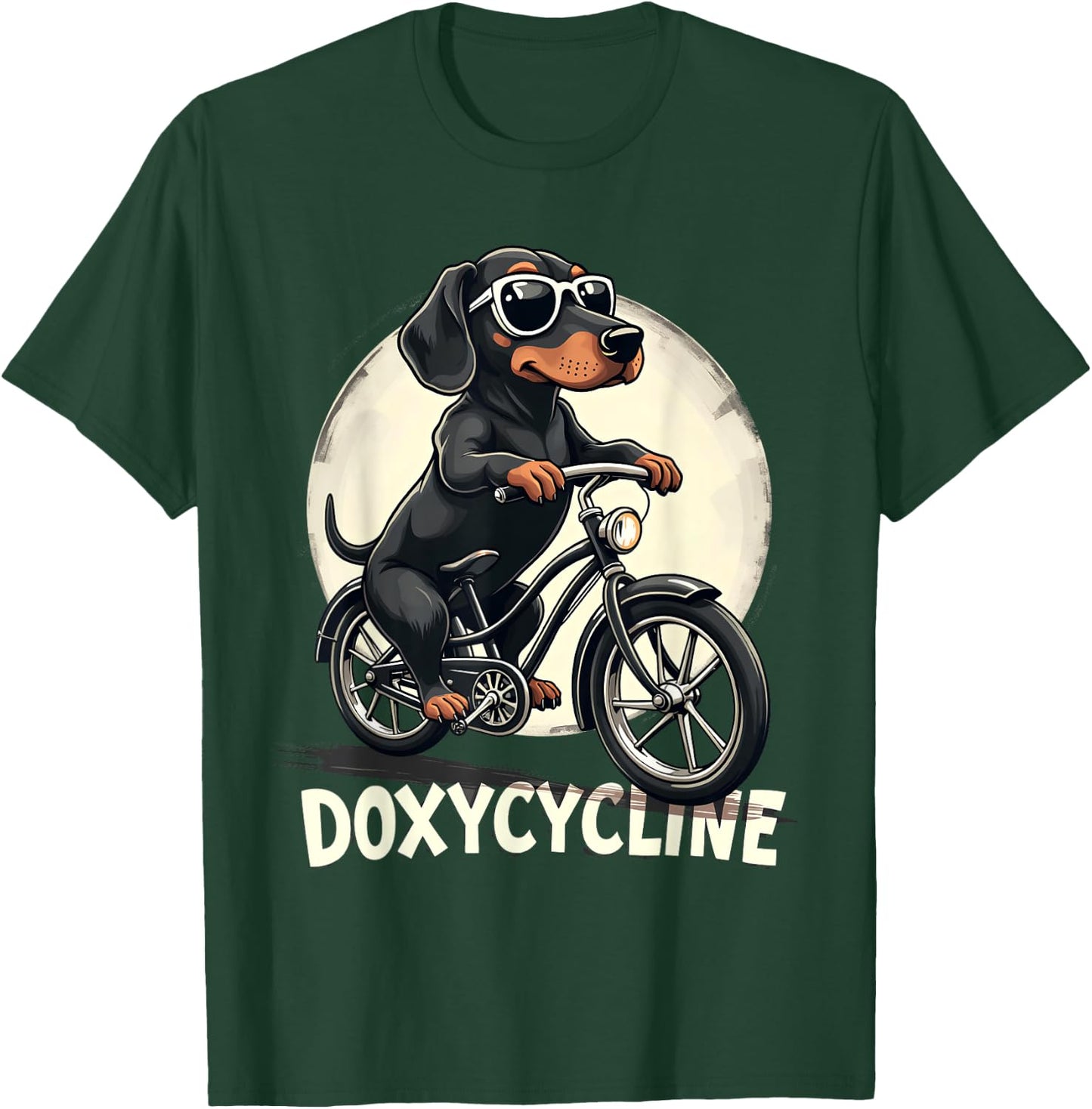 Doxycycline Pharmacy Funny Dachshund On Bicycle Pharmacist T-Shirt - T-Shirt | Forest