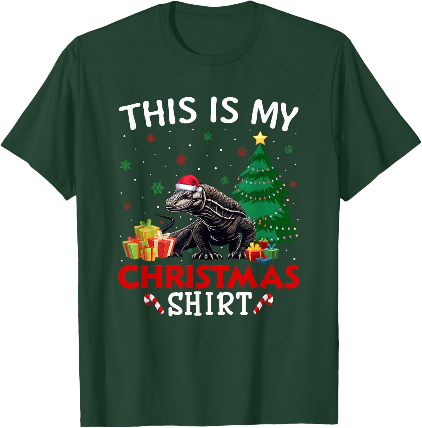 This is My Komodo Dragon Santa Hat Christmas Pajama T-Shirt - T-Shirt | Forest