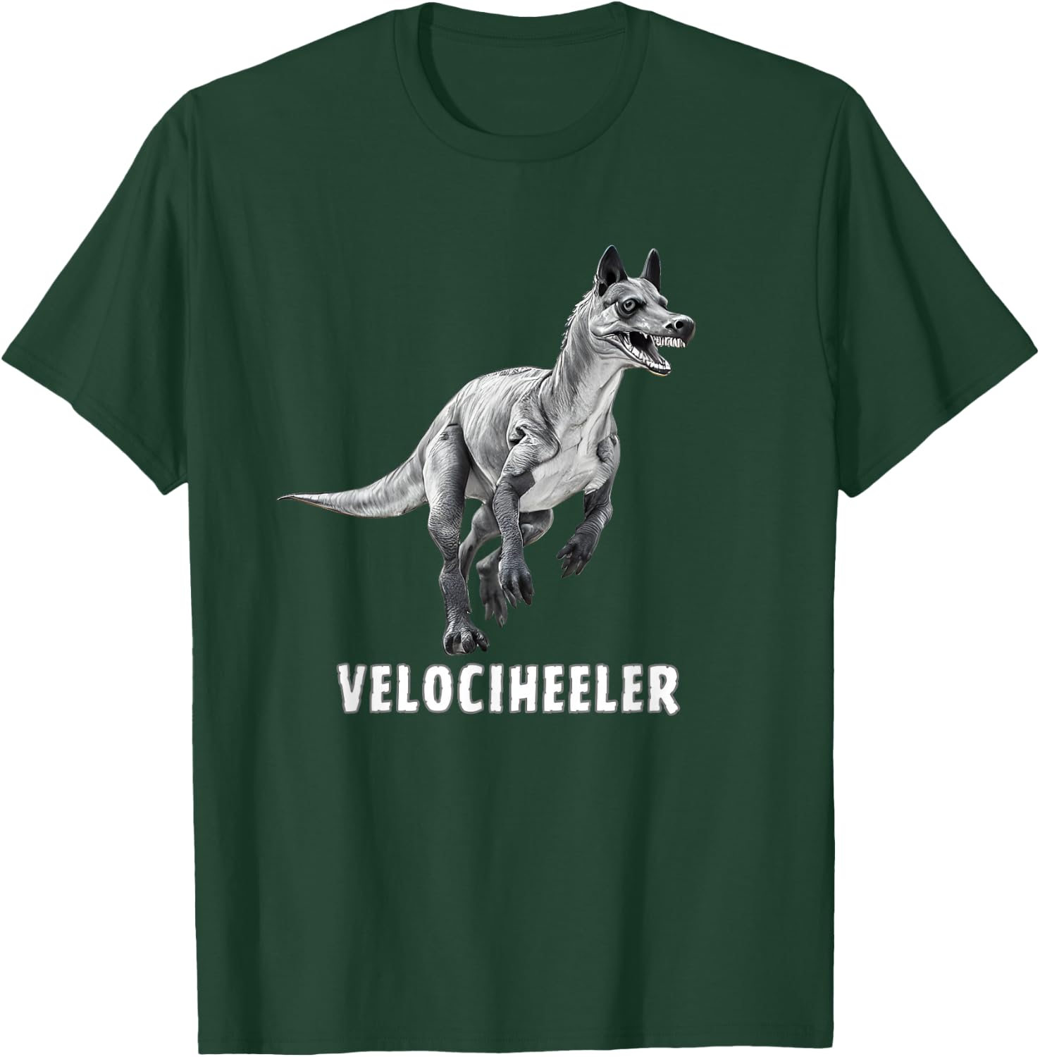 Velociraptor Australian cattle dog, red blue heeler dinosaur T-Shirt - T-Shirt | Forest