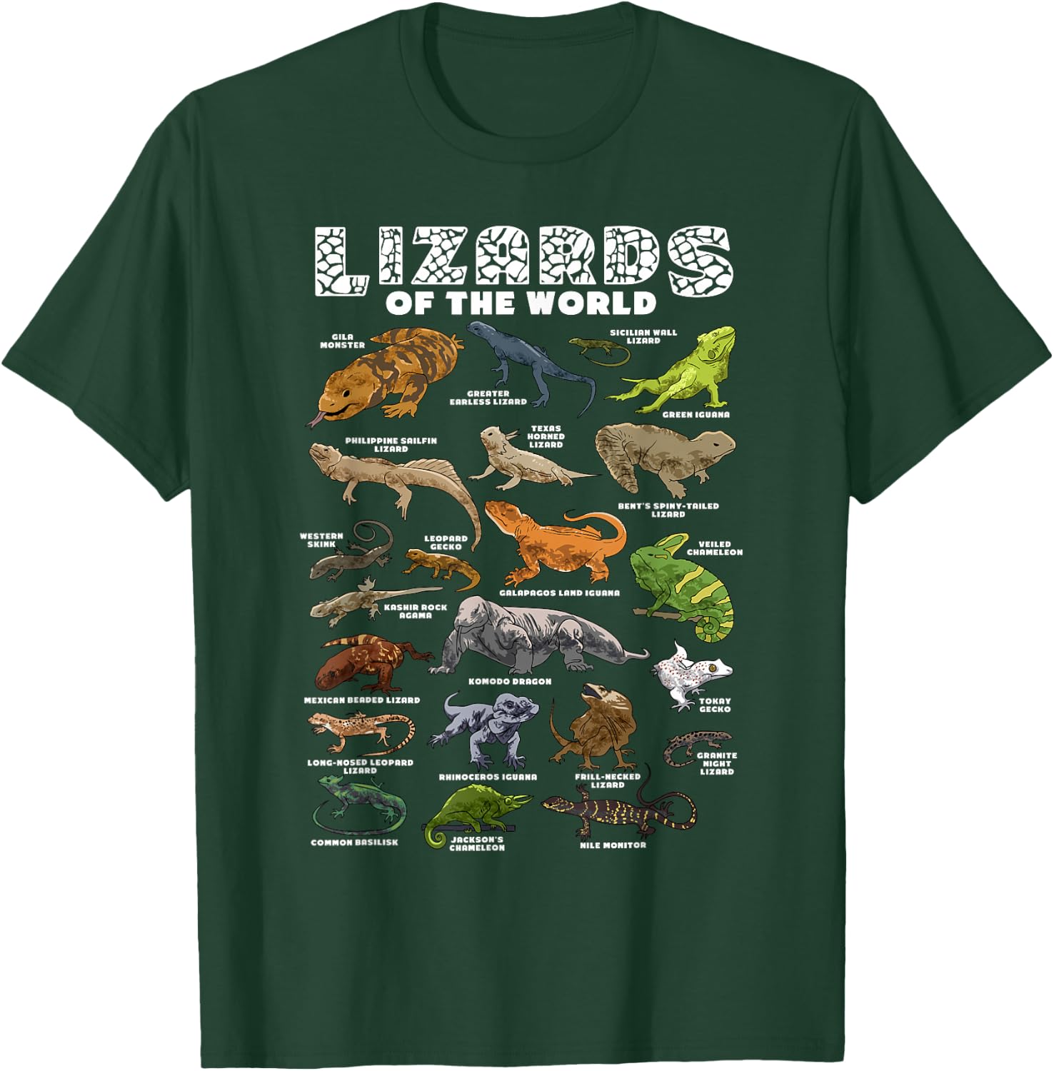 Lizard Shirt Lizards Animal of the World Reptile Herpetology T-Shirt - T-Shirt | Forest