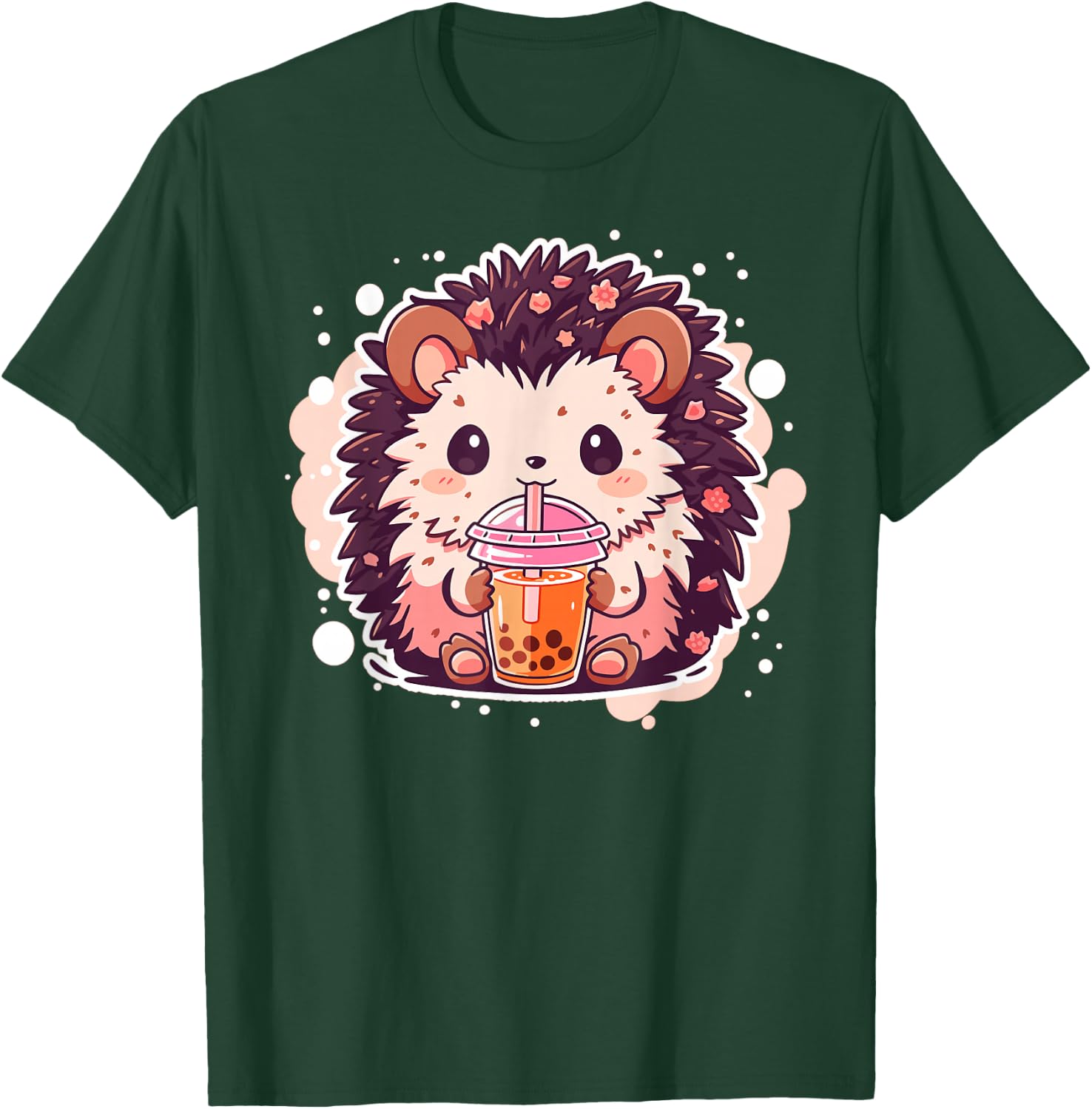 Kawaii Hedgehog drinks Bubble Tea Hedgehogs Boba T-Shirt - T-Shirt | Forest