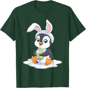 Easter Penguin Bunny's Ears Cute Holiday Design T-Shirt - T-Shirt | Forest