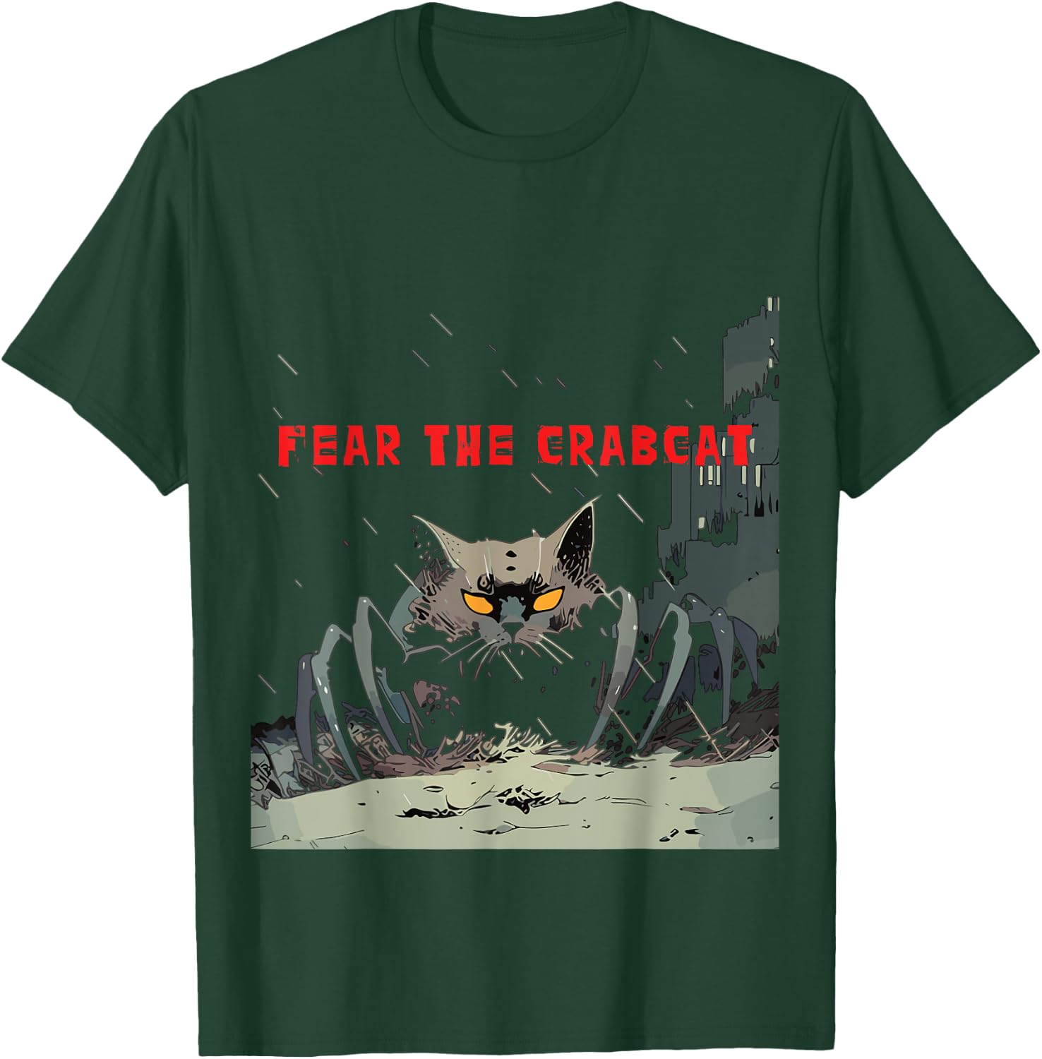 Fear the Crabcat - Funny Crab cat Cryptid Cryptozoology T-Shirt - T-Shirt | Forest