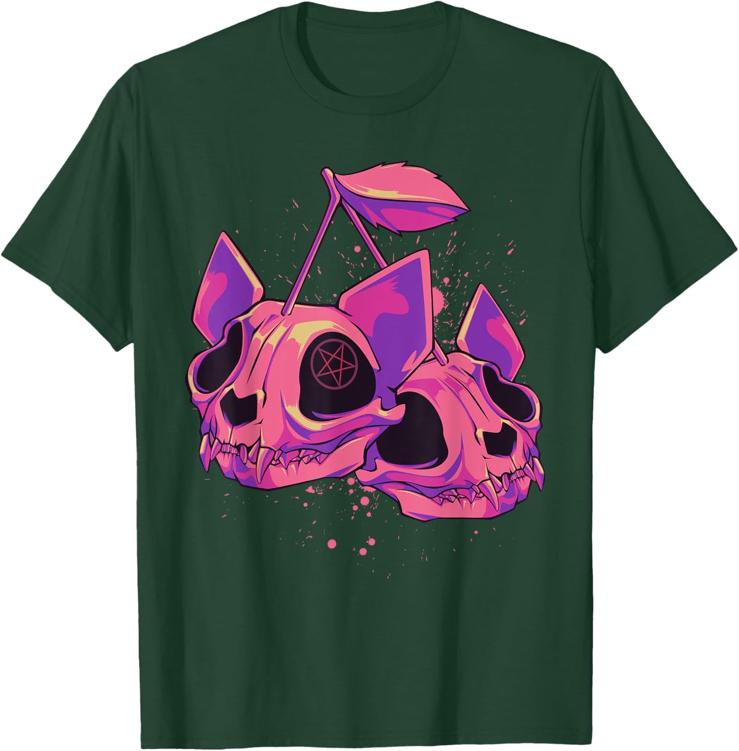 Pastel Goth Soft Grunge Cherry Cat Skulls T-Shirt - T-Shirt | Forest