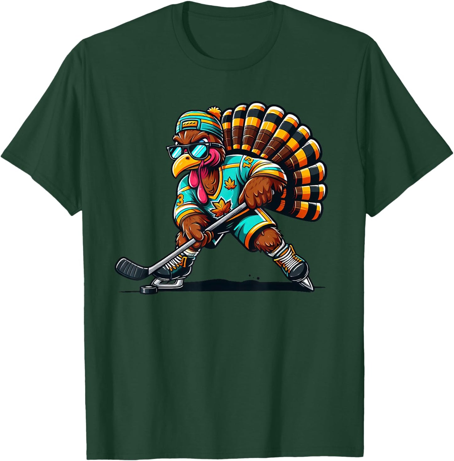 Funny Turkey Thanksgiving Hockey Kids T-Shirt - T-Shirt | Forest