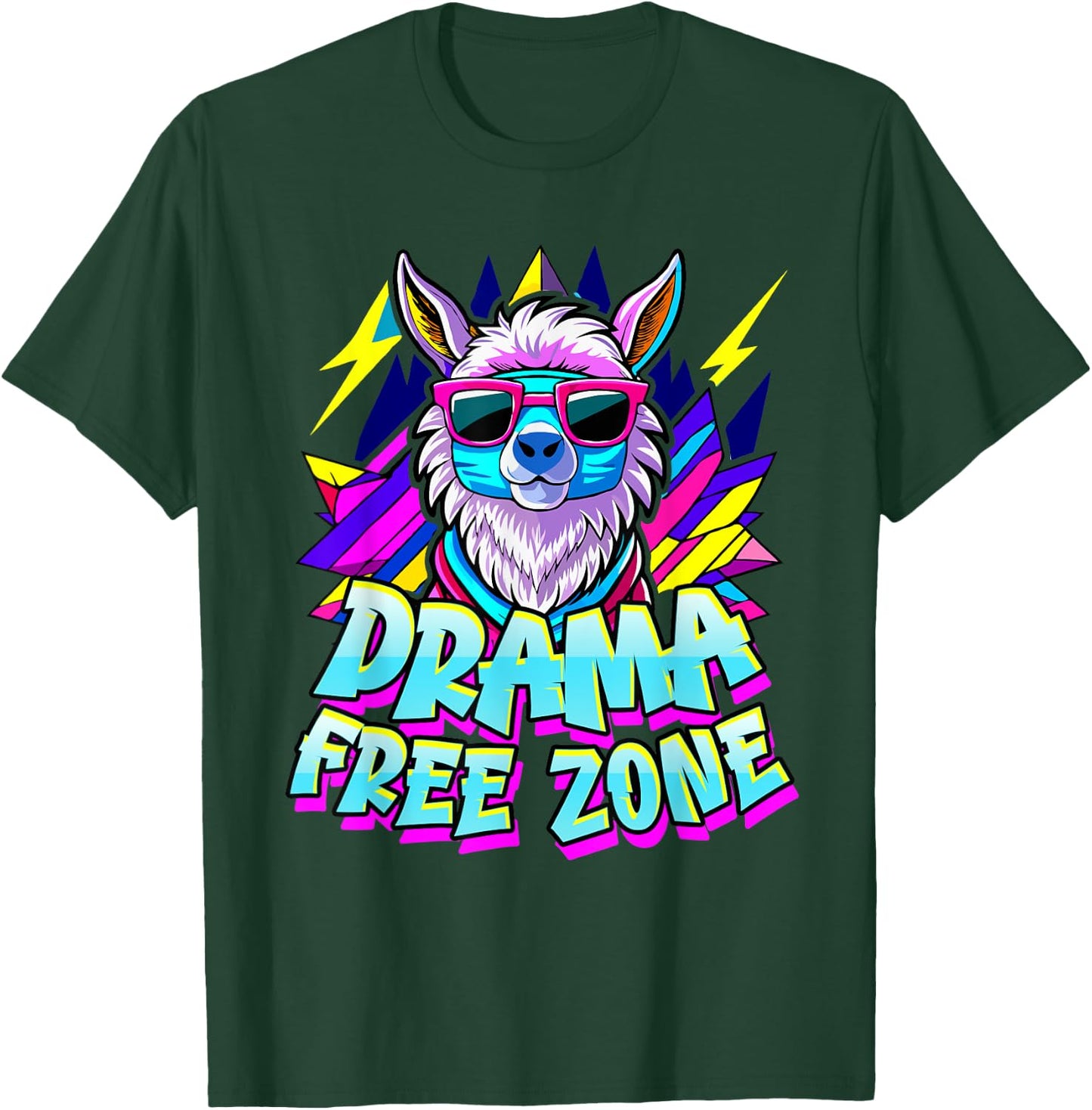 Alpaca Fan DRAMA FREE ZONE Funny Alpacas T-Shirt - T-Shirt | Forest