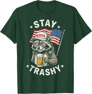 White Trash Party Attire Redneck Raccoon Stay Trashy USA T-Shirt - T-Shirt | Forest