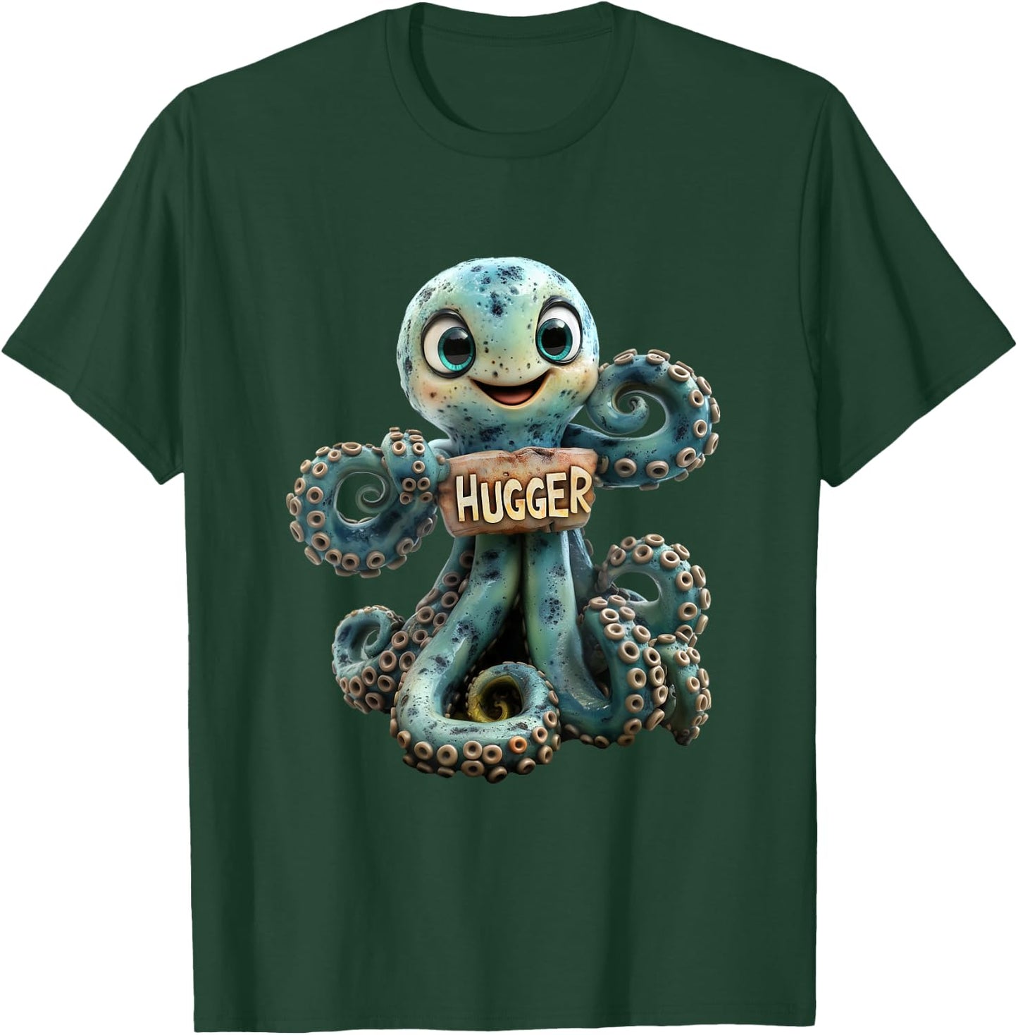 Hugger - Funny Cute Octopus T-Shirt - T-Shirt | Forest