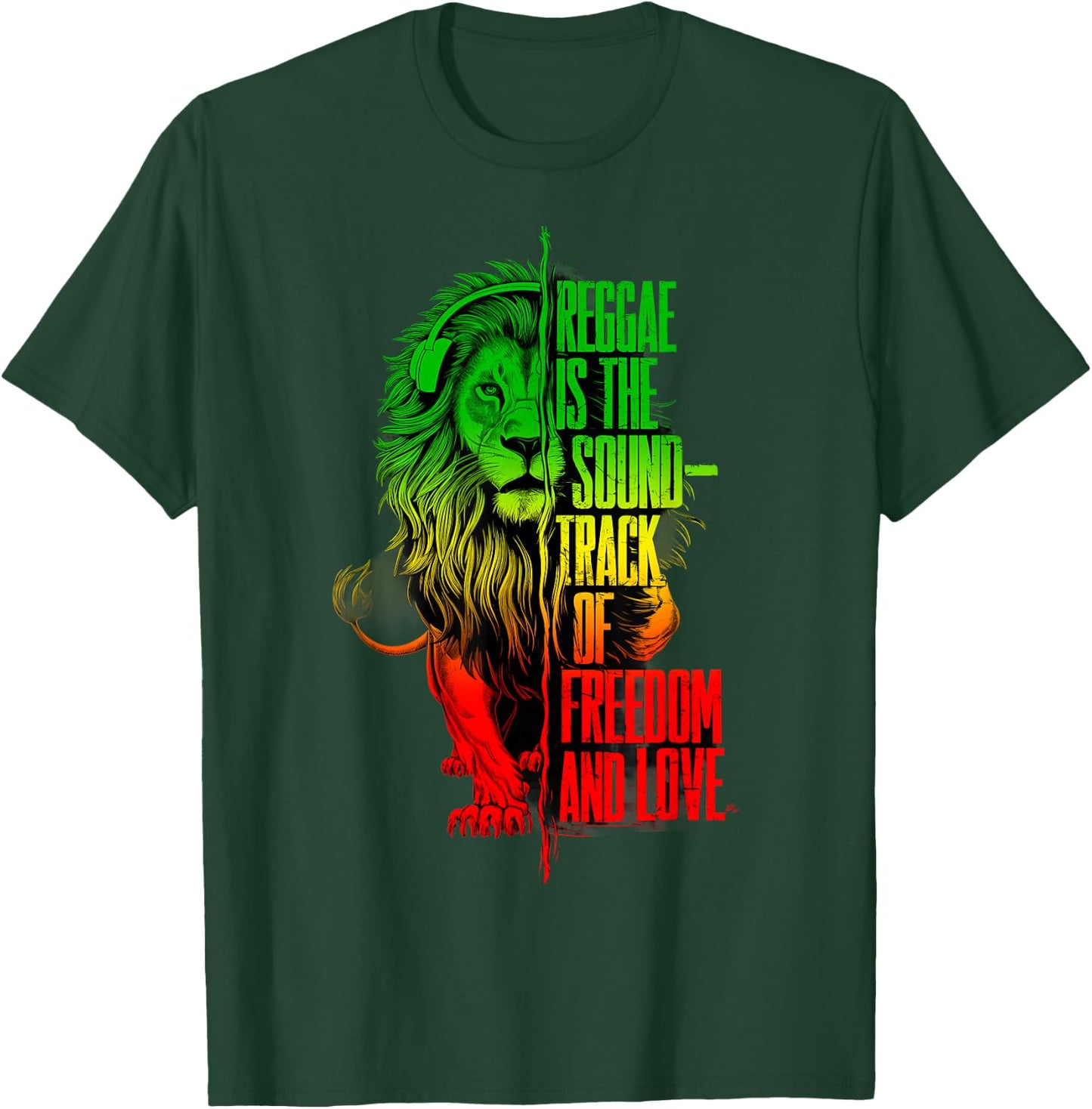 Rasta Reggae Lion Of Judah Reggae Musik-Kopfhörer T-Shirt - T-Shirt | Forest