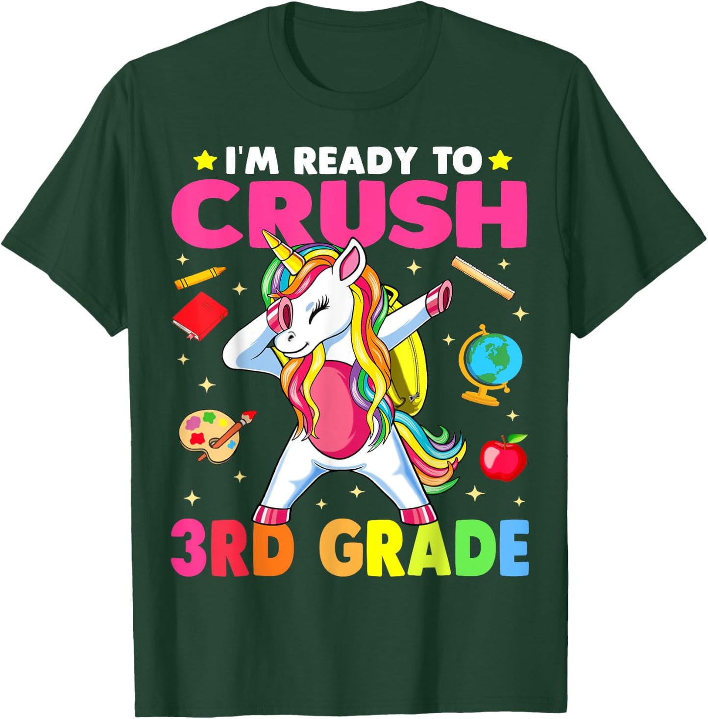 Crush 3rd Grade Dabbing Unicorn Back to School Girls Gift T-Shirt - T-Shirt | Forest