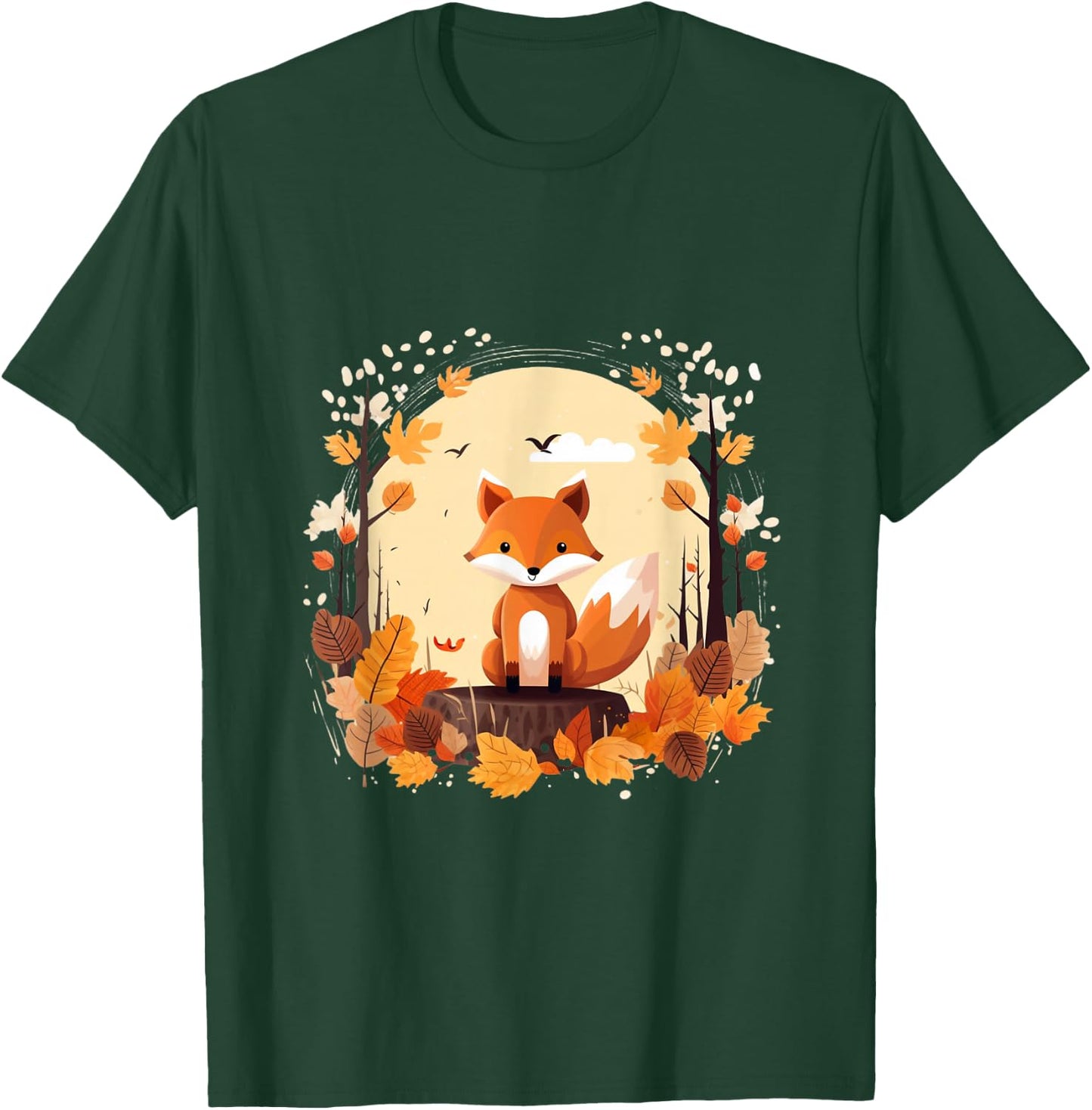 Children's Fashion Autumn Fox Leaves Seasons , black T-Shirt - T-Shirt | Forest