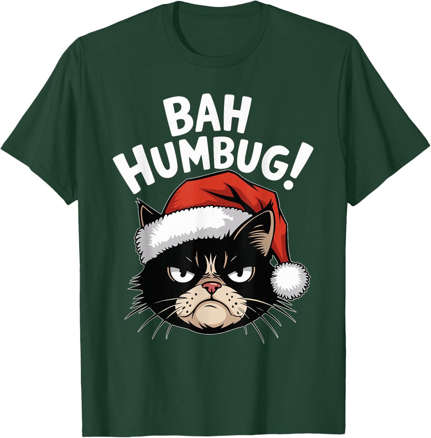 Bah Humbug Funny Bad Cat Christmas Hater Cat Lover Xmas T-Shirt - T-Shirt | Forest