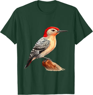 Red bellied woodpecker bird lover illustration T-Shirt - T-Shirt | Forest