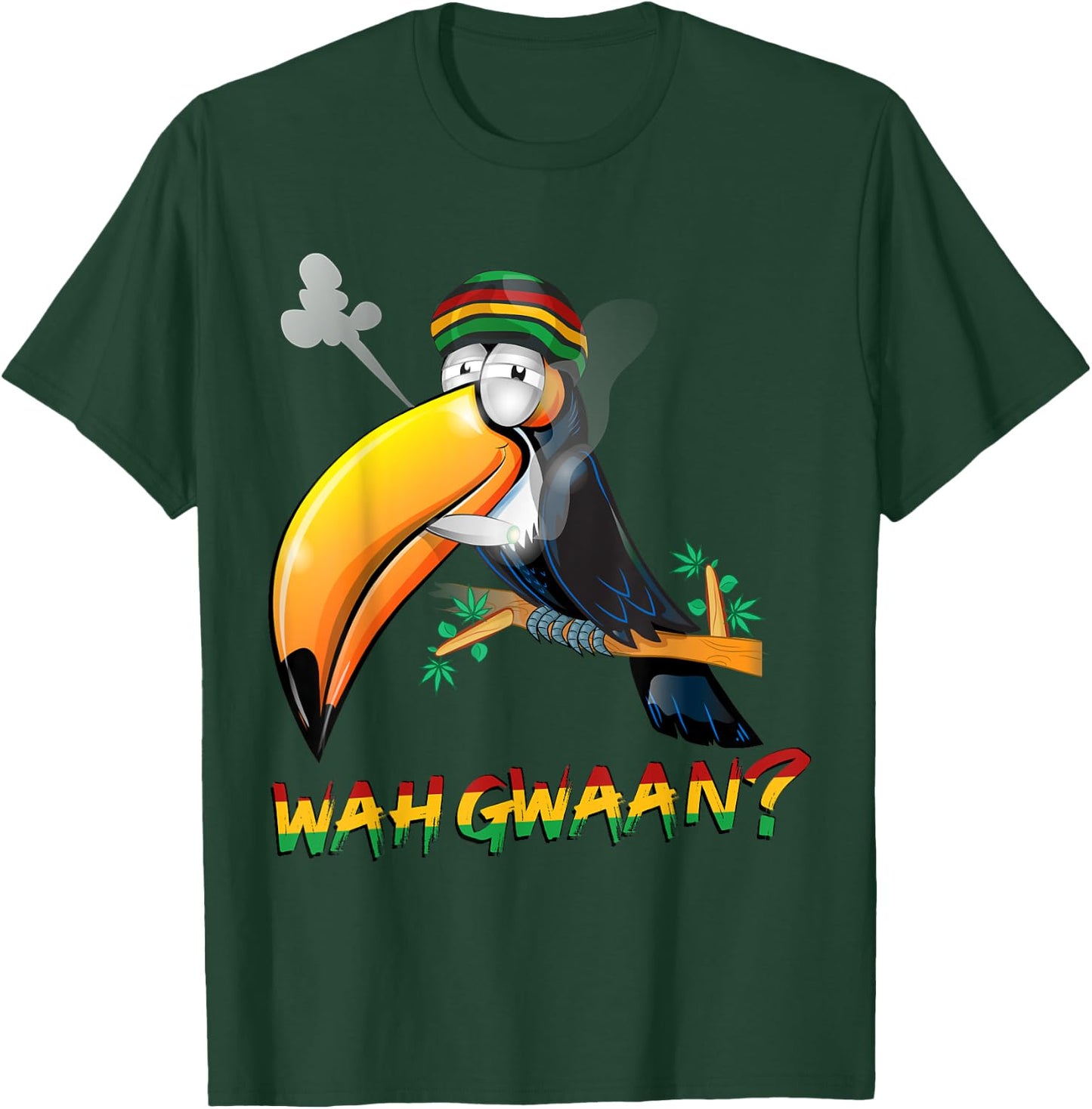 Wah Gwaan Shirt | Patois Jamaica Toucan Jamaican Slang , black T-Shirt - T-Shirt | Forest