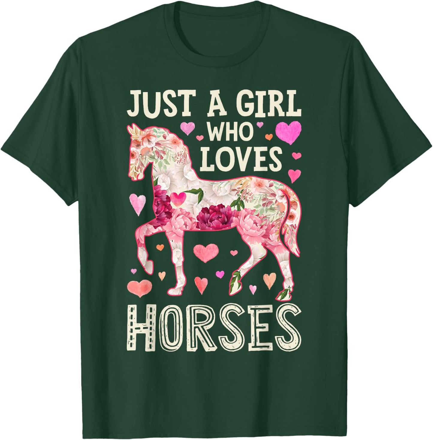 Horse Just A Girl Who Loves Horseback Riding Farm Flower T-Shirt - T-Shirt | Forest