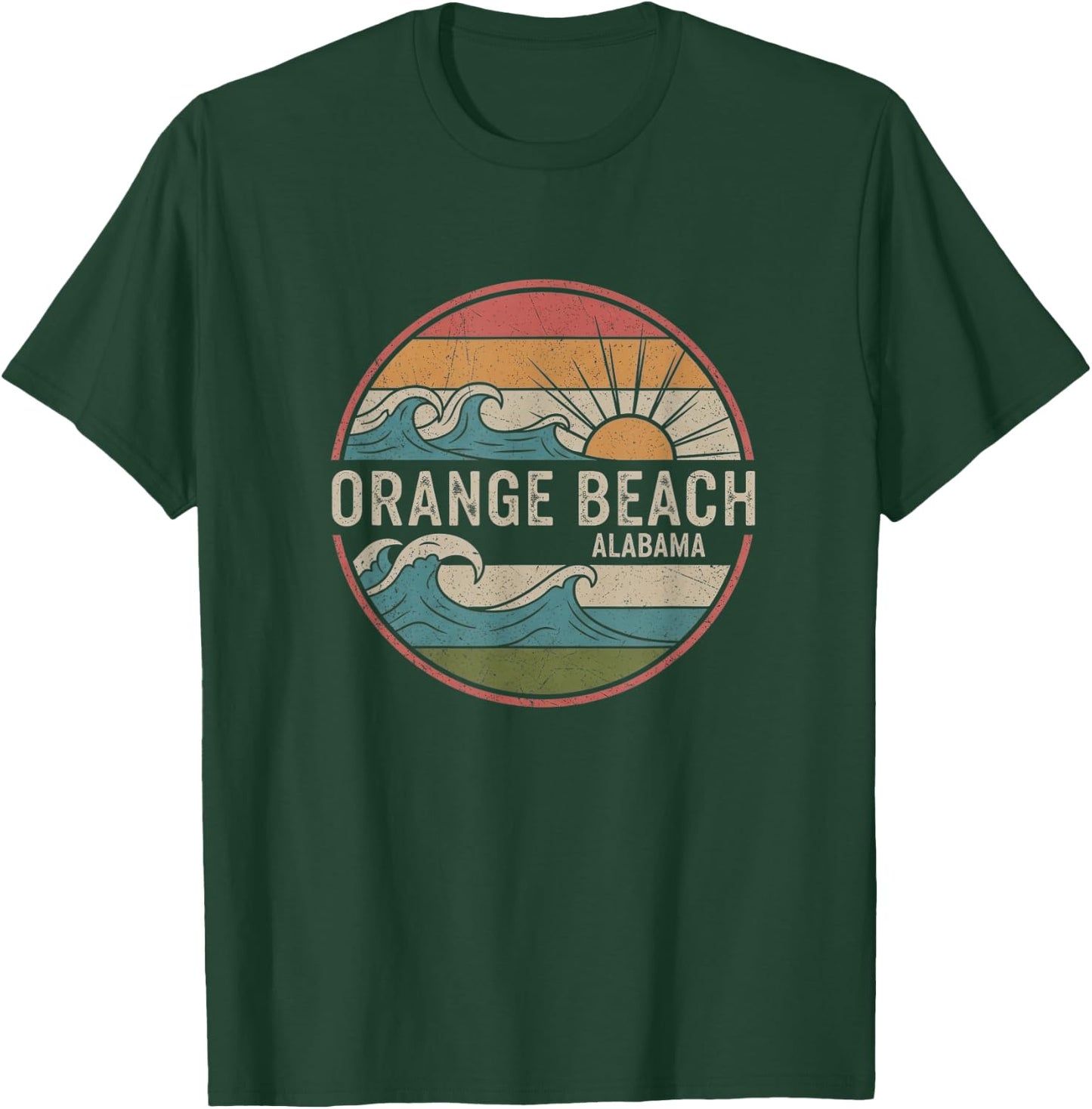Retro Orange Beach Alabama Drawing Art Design T-Shirt - T-Shirt | Forest