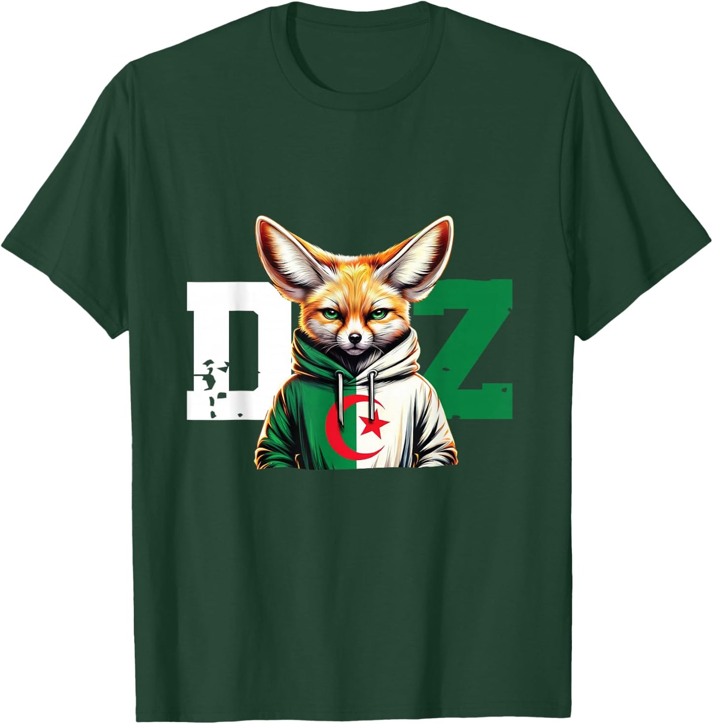 Fennec Algerian Flag Football Gift Jersey Dz , Black, S T-Shirt - T-Shirt | Forest