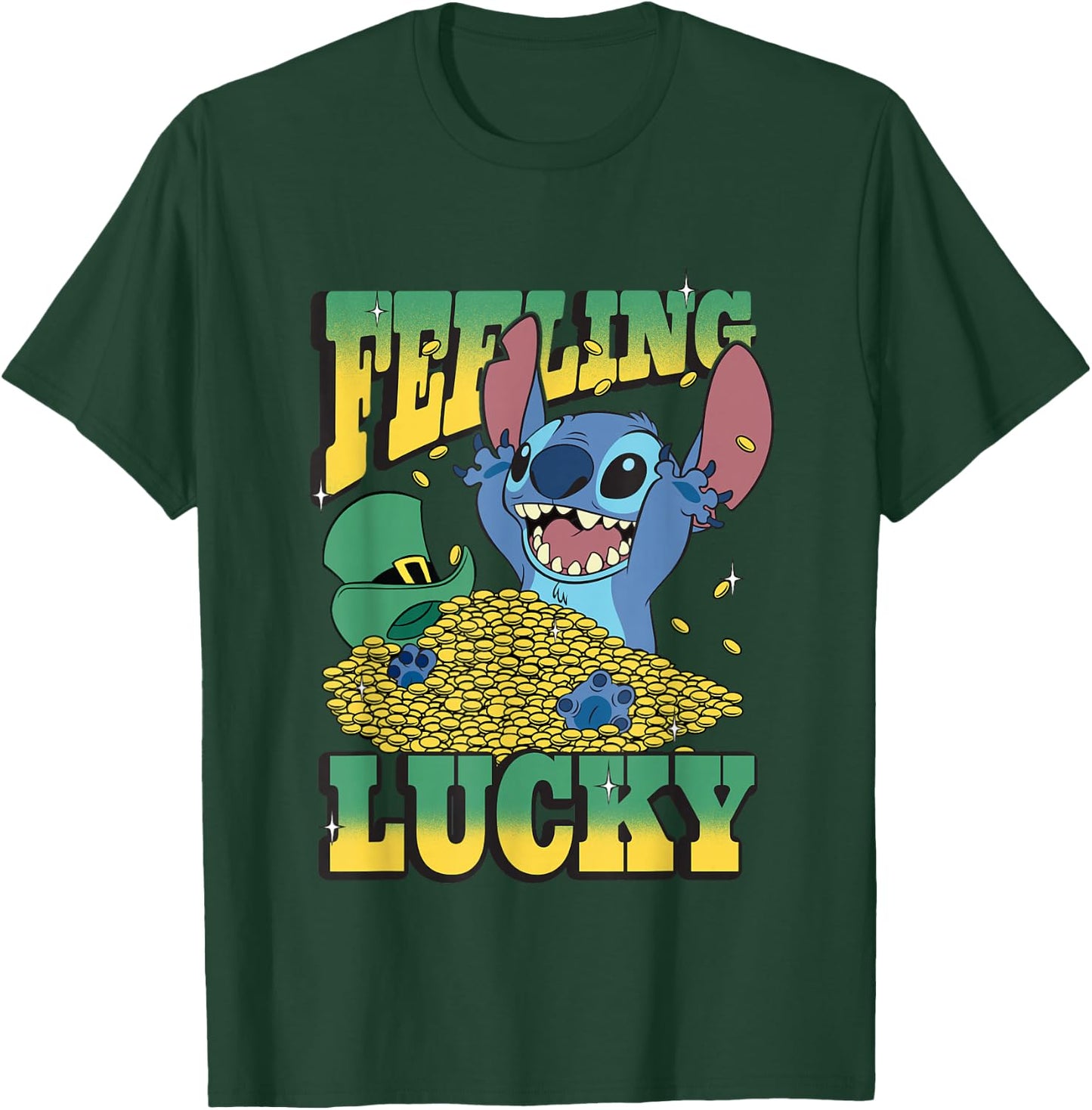 Disney Lilo & Stitch St. Patrick's Day Feeling Lucky Stitch T-Shirt - T-Shirt | Forest
